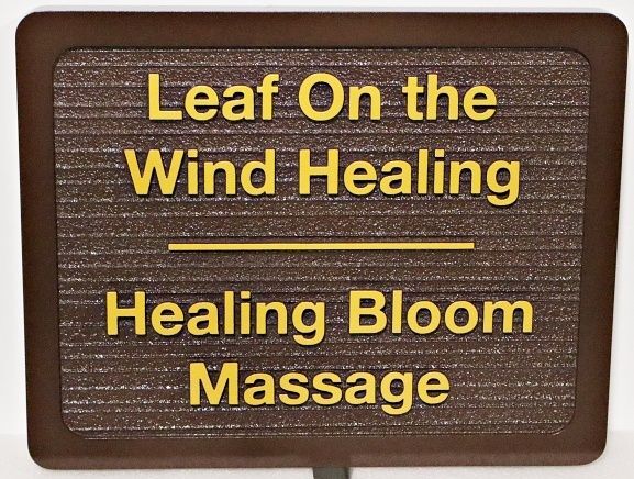 B11216 - Carved HDU Wood Grain Sign for Healing and Massage Office 