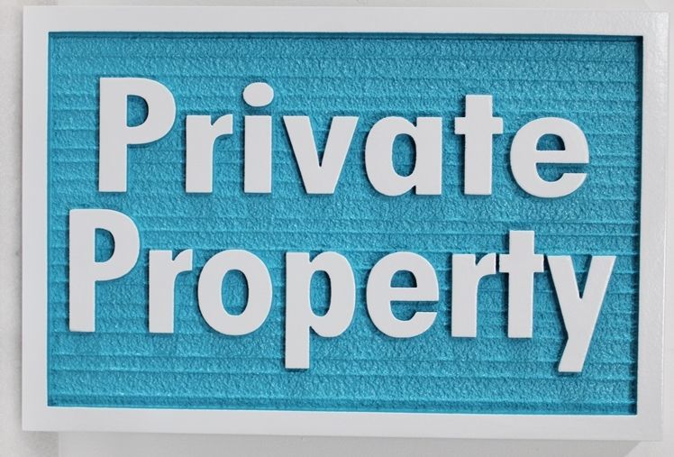 I18995B- Carved and Sandblasted Wood Grain High-Density-Urethane (HDU)  "Private Property" Sign 