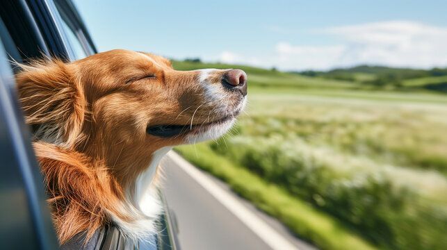 Dog hanging out car window