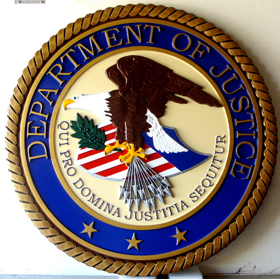 federal government round seals carved wood wall plaques