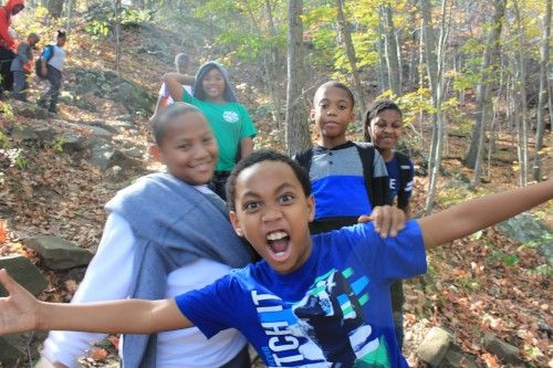 Young Stewards enjoying a fall hike in West Rock