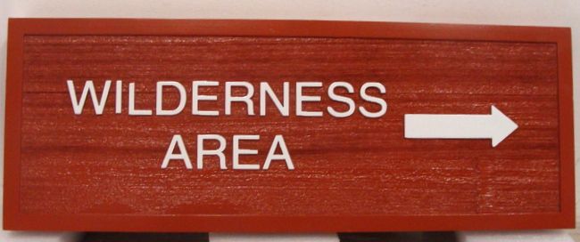 G16109 - Wooden Directional Sign with Arrow Pointing to Wilderness Area