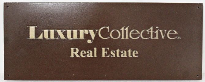 C12278 - Carved HDU Sign for "Luxury Collective Real Estate"