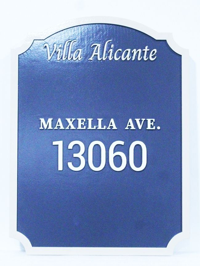 I18838A - Carved Property Name and Address Sign for the "Villa Alicante" Residence