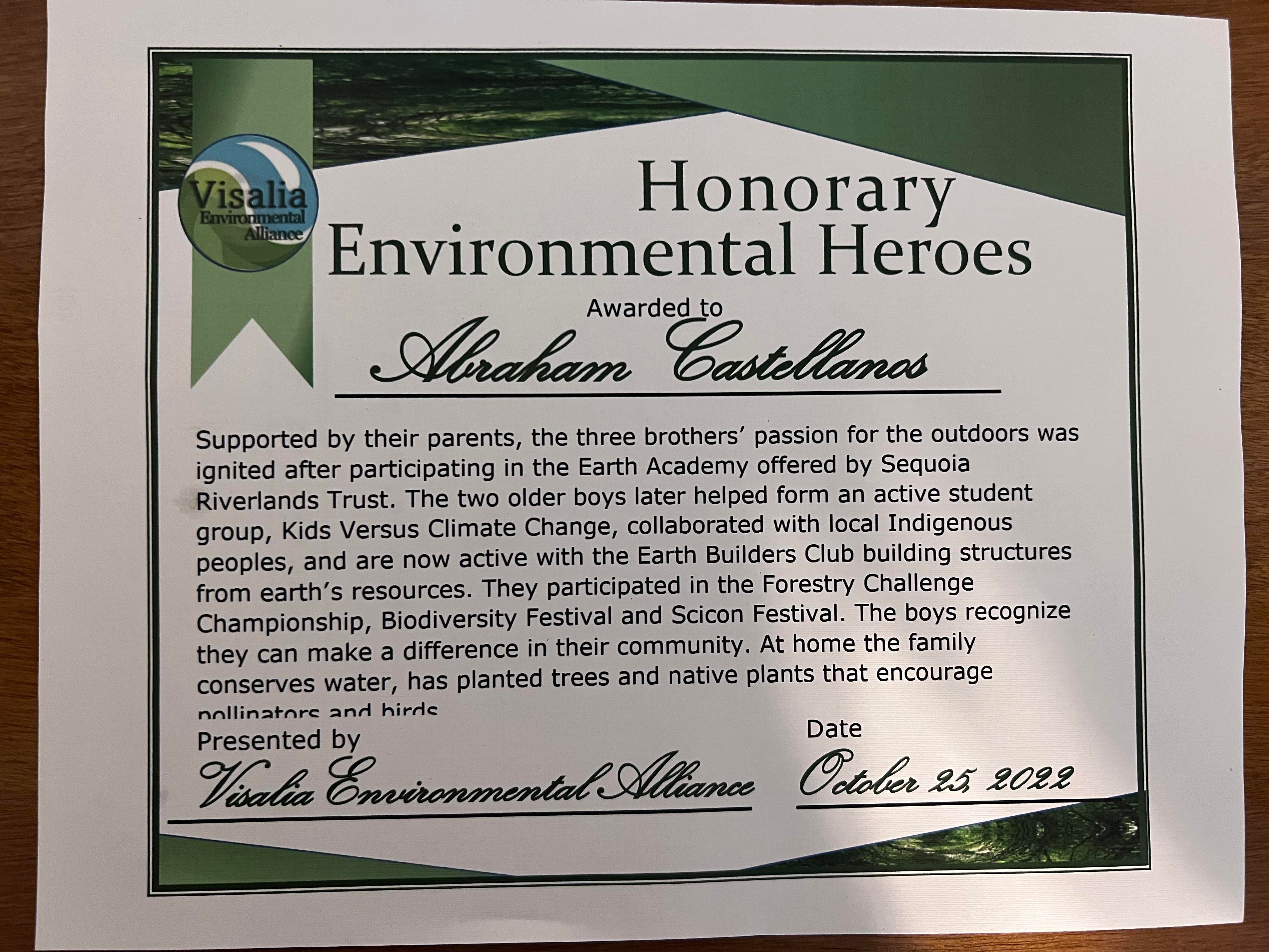 VEA and County Supervisors honor Castellanos family, SRT friends