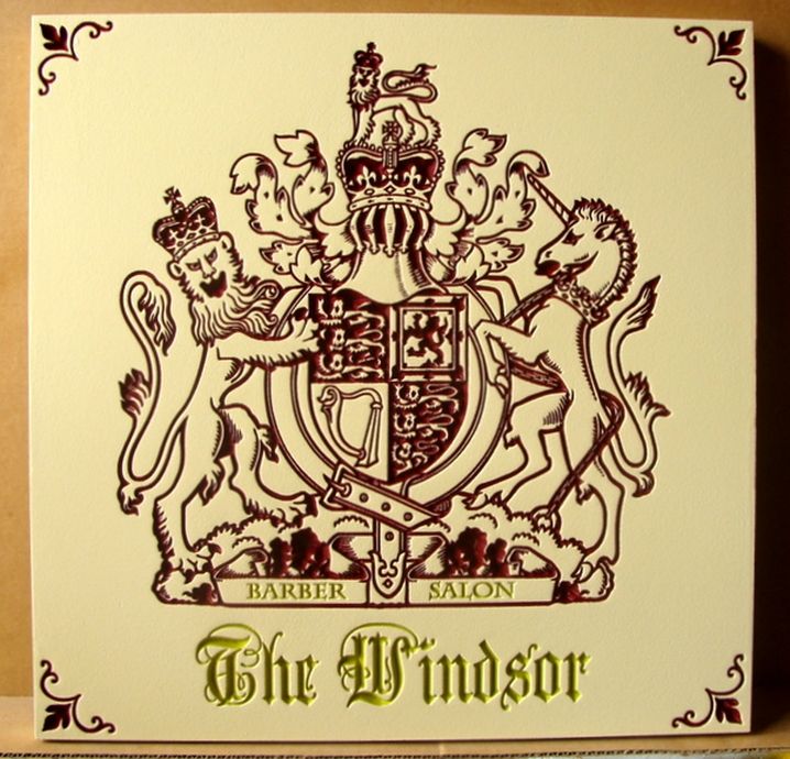 XP-3045 - Plaque of Coat-of-Arms for The Windsor, 2.5-D Engraved, Artist-painted