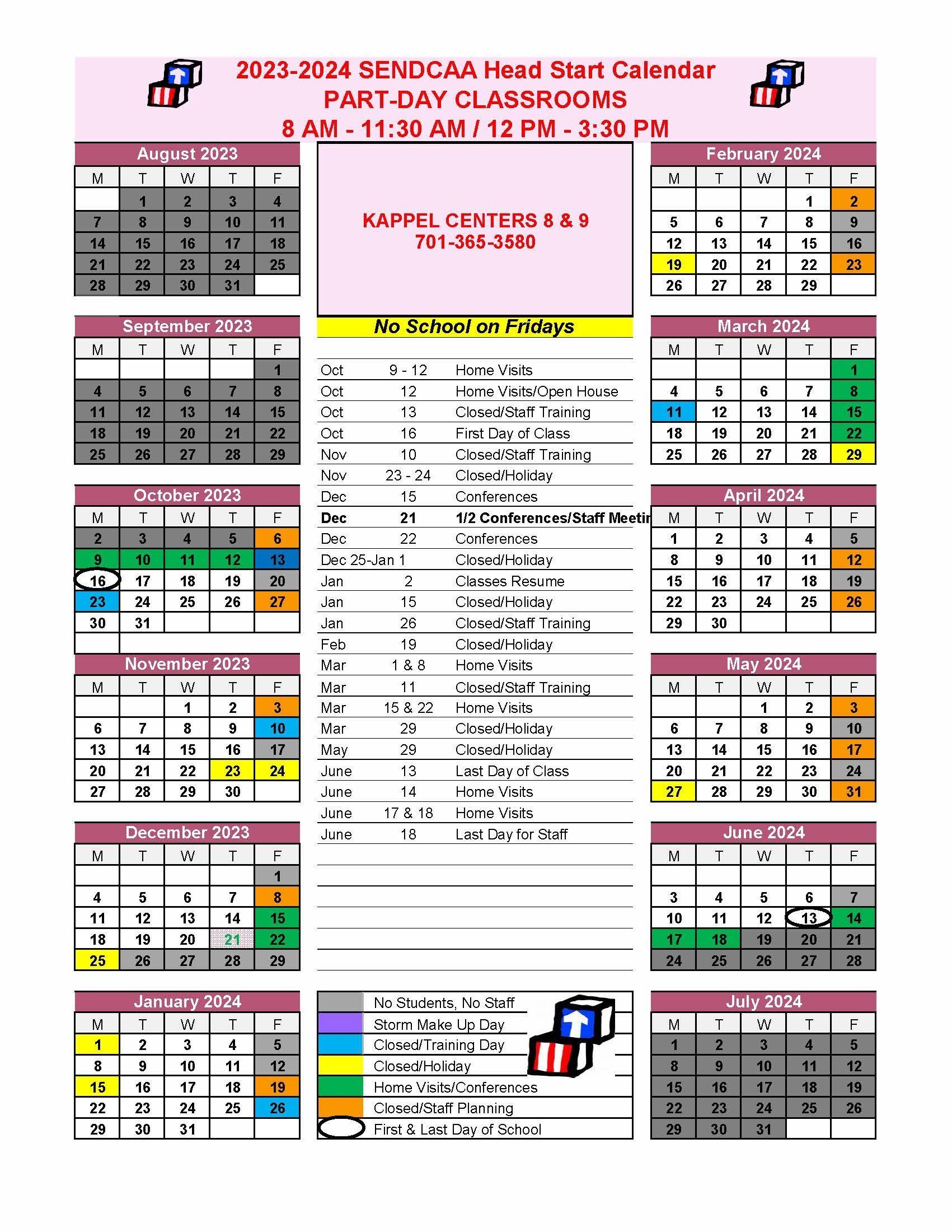 2023-2024 Kappel Part Day Calendar