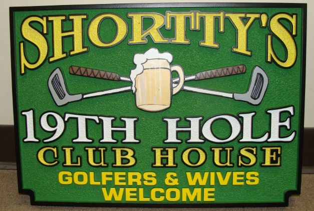 RB27345 - Carved 19th Hole Golf Sign