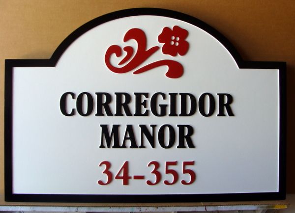 KA20896 - Carved HDU Apartment Unit Number Adress Sign for Manor House Style Apartment Complex