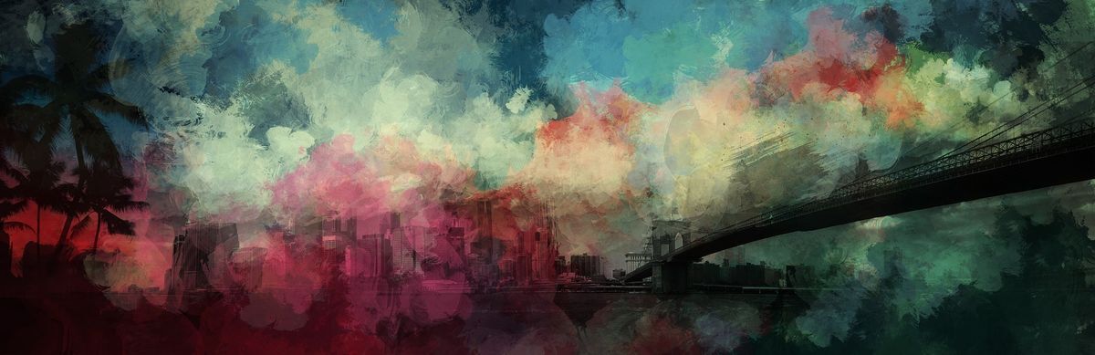 Umbrella lined beach.