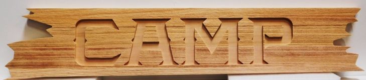 G16339 - Rustic Carved and Sandblasted  Western Red Cedar Sign  for a Camp