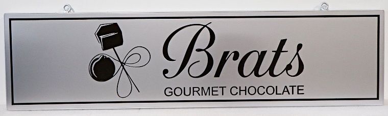 Q26671 - Carved HDU Sign for "Brats Gourmet Chocolate"