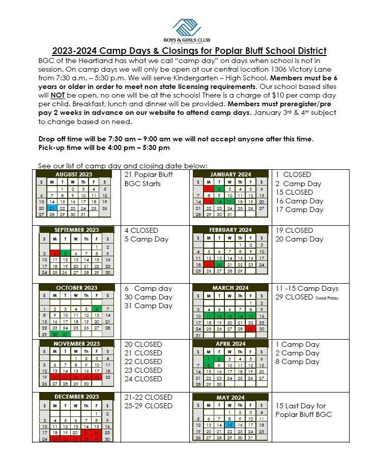 20232024 PB R1 School Year Camp Days Parent Portal Boys & Girls