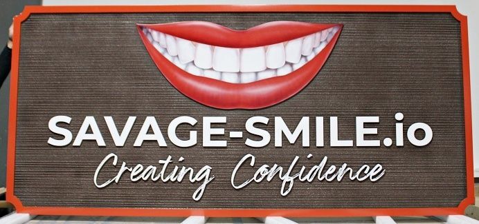 BA11538 - Carved 2.5-D HDU Sign for "Savage-Smile.io" with Artwork