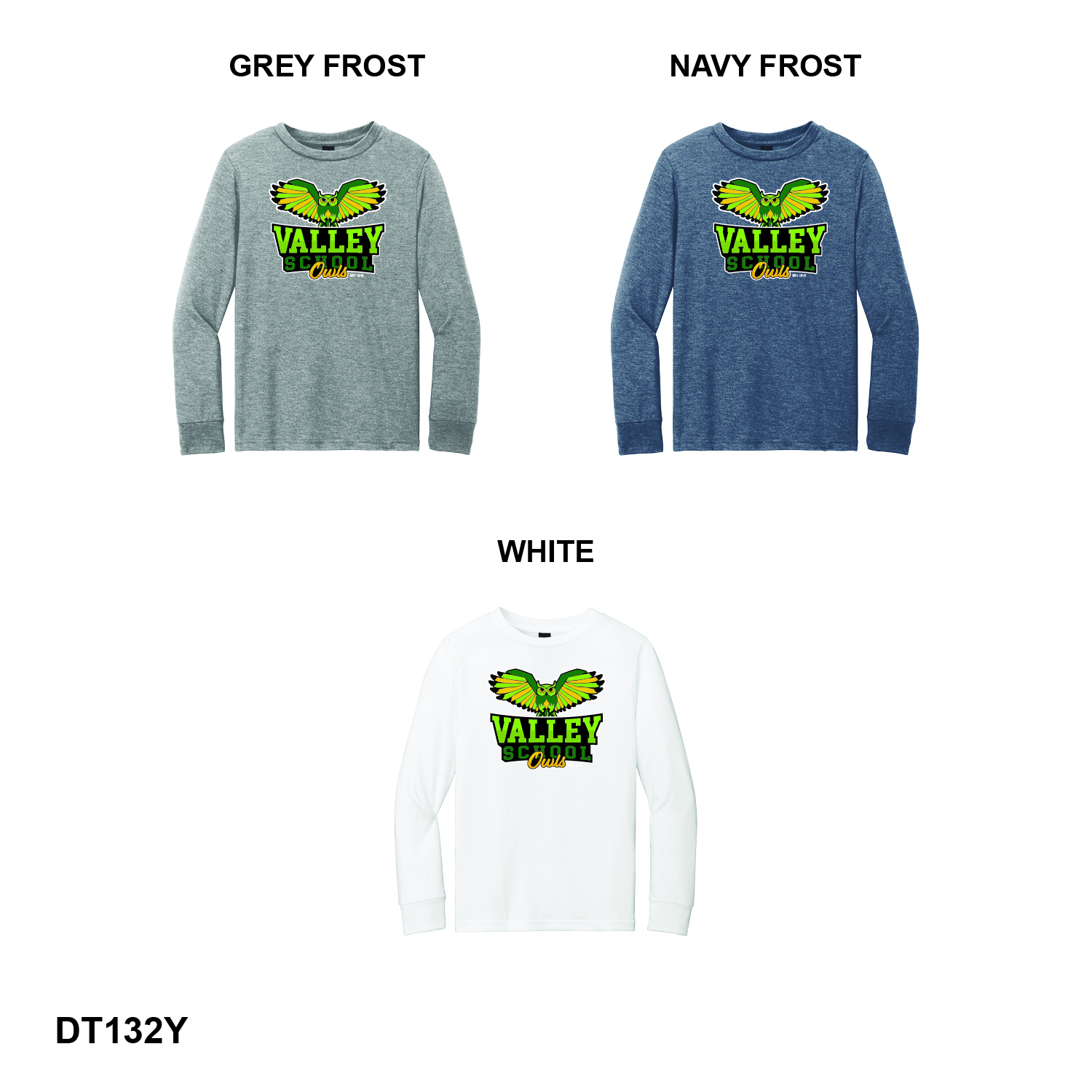 VALLEY SCHOOL OWLS LOGO - District® Youth Perfect Tri® Long Sleeve Tee