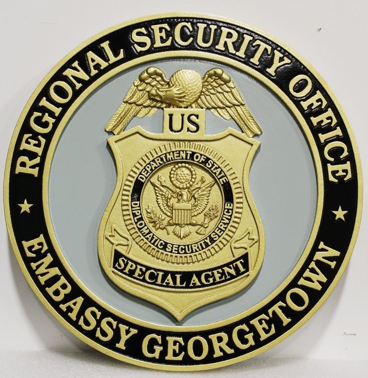 PP-1549 - Carved 3-D Plaque of the Badge of a Special Agent , Diplomatic Security Service, Department of State, Embassy Georgetown