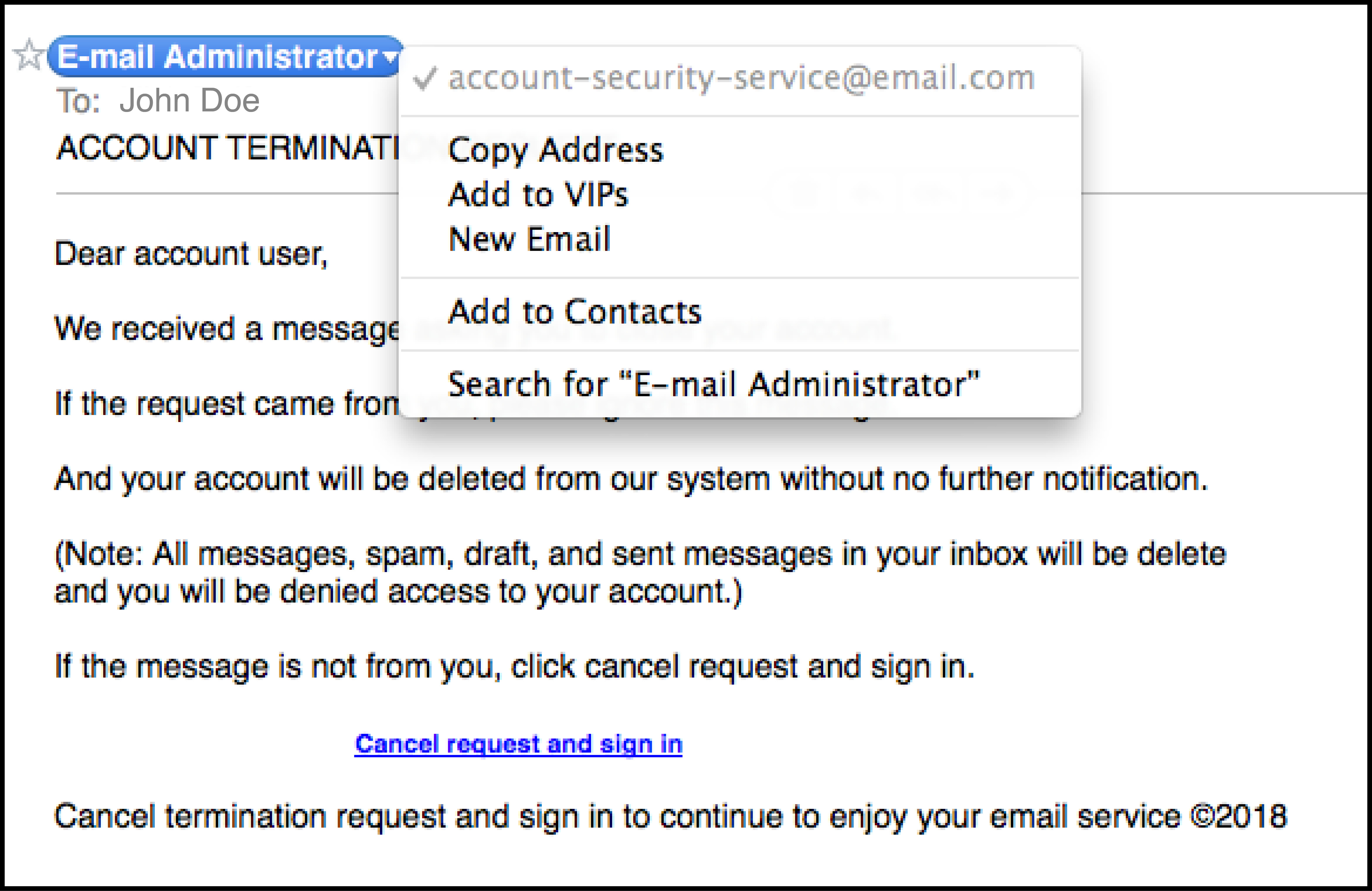 fake emails scammers address