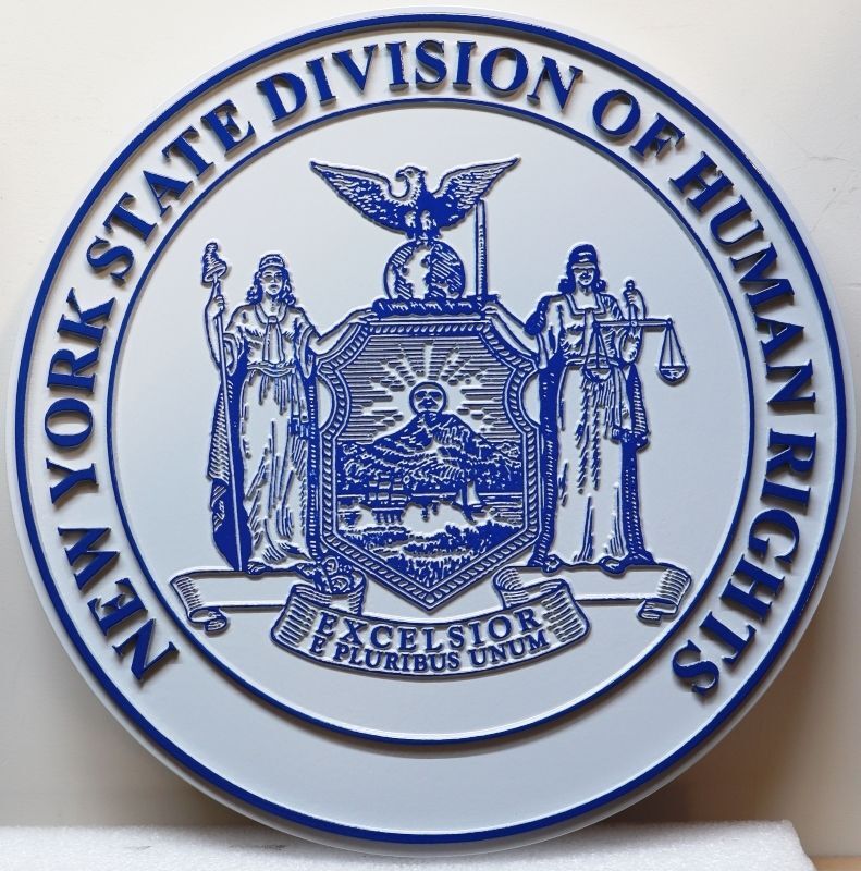 BP-1393 - New York State Division of Human Rights Seal Plaque, Carved and Painted in HDU