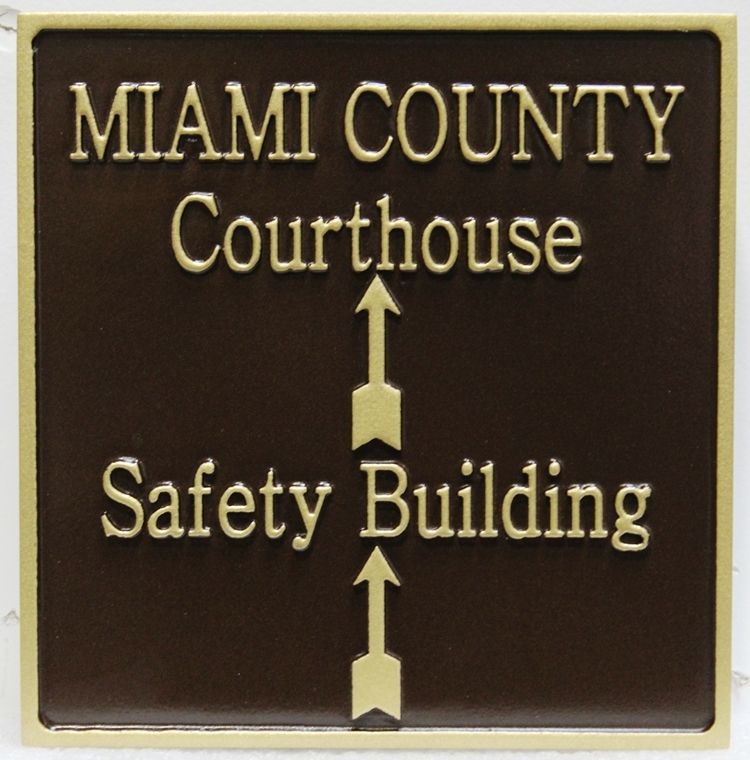 HP-1446 - Carved 2.5-D Raised Relief  Directional Sign for the Miami County Courthouse 