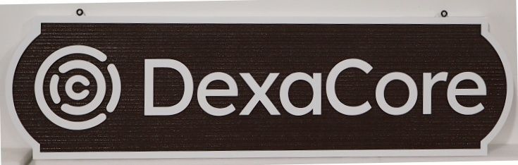 S28002A - Carved and Sandblasted HDU Sign for "DexaCore" with Logo