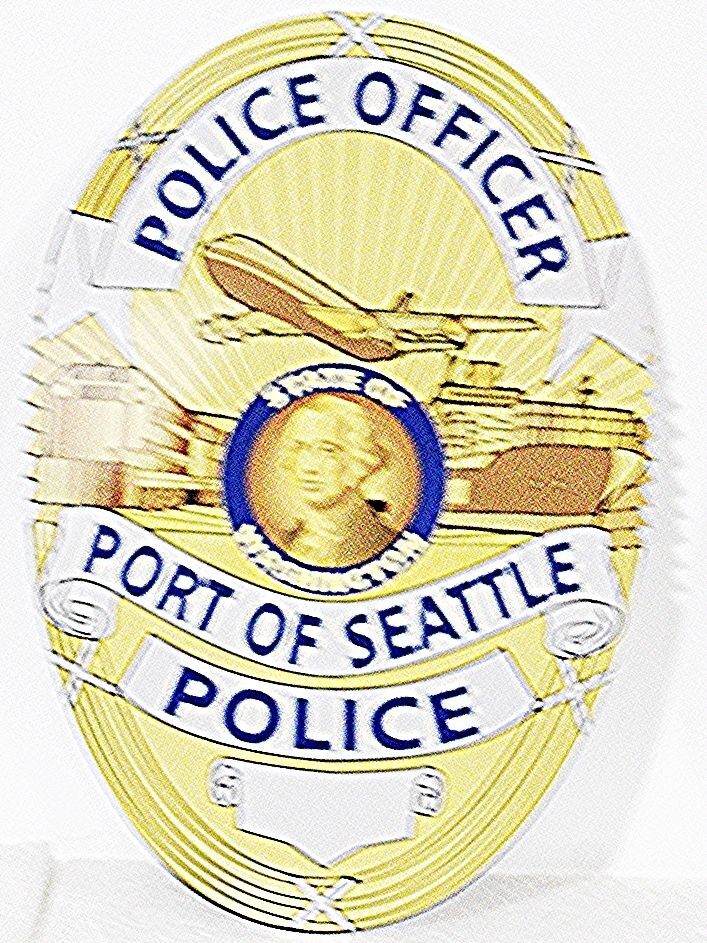 PP-1428 -   Printed 2-D Acrylic Plaque of a  Badge of  a Police Officer for the Port of Seattle