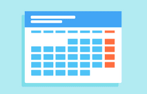 Illustration of a colorful, blank calendar page with no dates selected that is representing the option to schedule an appointment.
