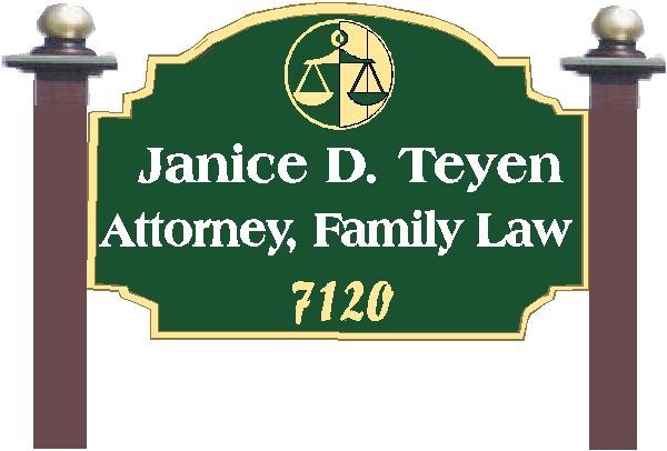 A10181 - Carved Wood Attorney Sign with Side Posts