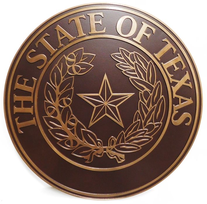 BP-1515 - Carved Plaque of the Great Seal of the State of Texas, Bronze-Plated
