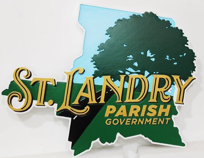 CP-1543 -  Carved 2.5-D Raised Relief Plaque for St. Landry Parish, in Louisiana