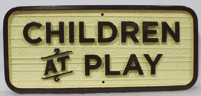 H17214A - Carved and Sandblasted Children at Play Sign