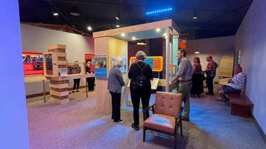 picture of people in a museum exhibit gallery.