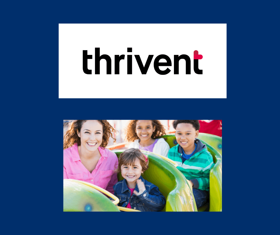 Thrivent Financial Logo and family riding roller coaster