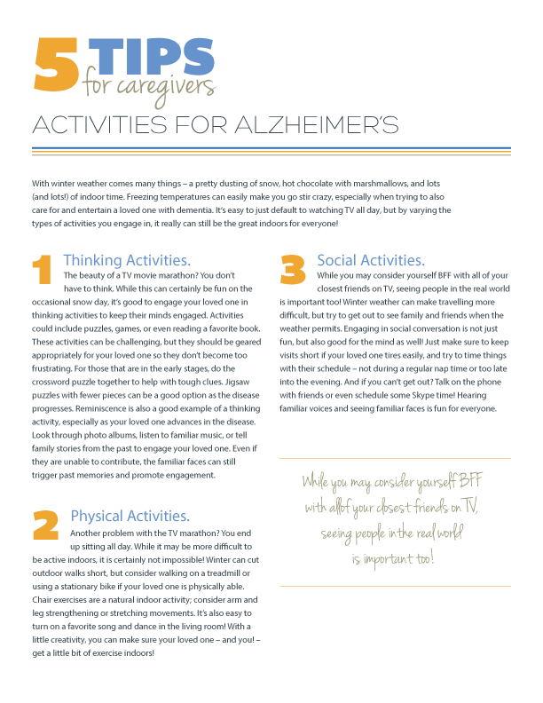 5 Tips for Activities for Alzheimer's