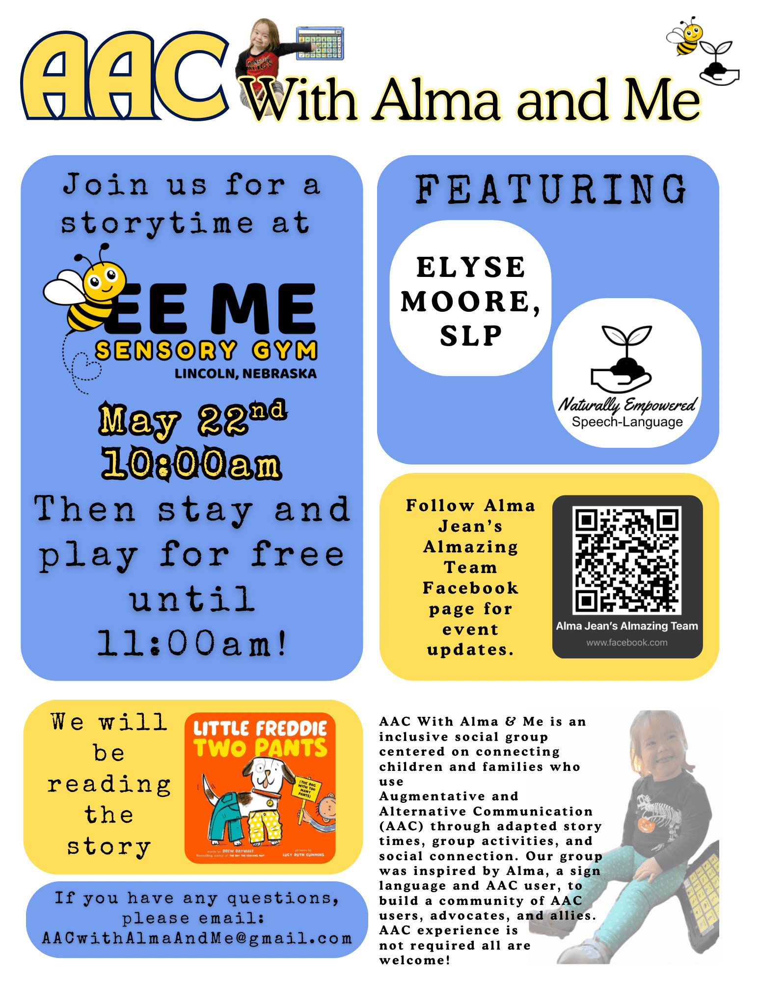 Join AAC with Alma and Me at Bee Me Sensory Gym!