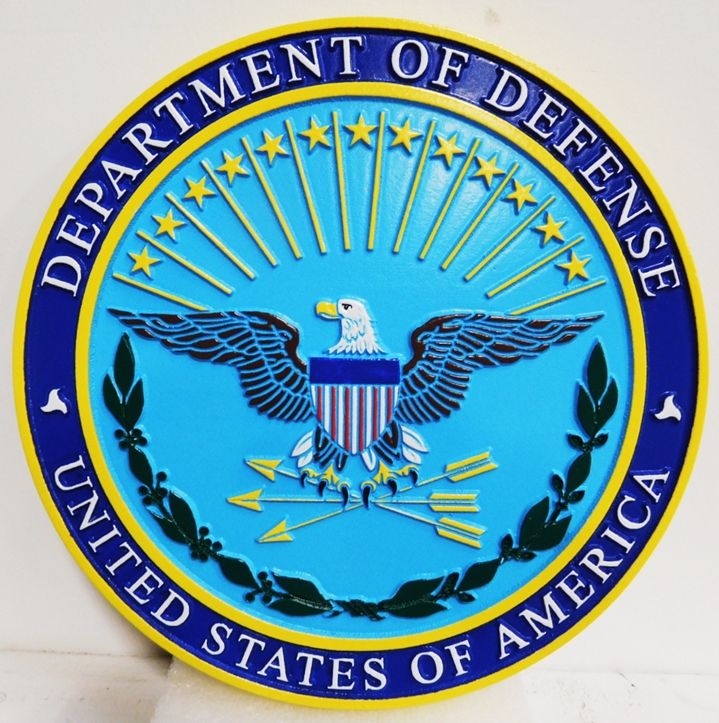 IP-1045 - Carved Plaque of the Great Seal of the Department of Defense. 2.5-D Artist-Painted