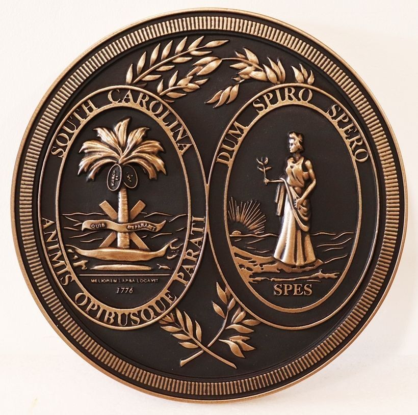 BP-1483A- Carved 3-D Plaque of the Great Seal of the State of South Carolina