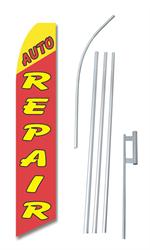 Auto Repair R/Y Swooper/Feather Flag + Pole + Ground Spike