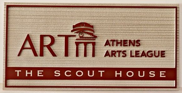 FA15527 - Carved Entrance Sign for "Athens Art League"