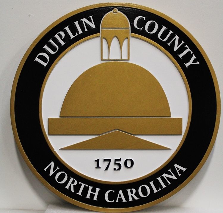 CP-1096 - Carved 2.5-D raised Relief HDU Plaque of  the Seal of Duplin County, North Carolina