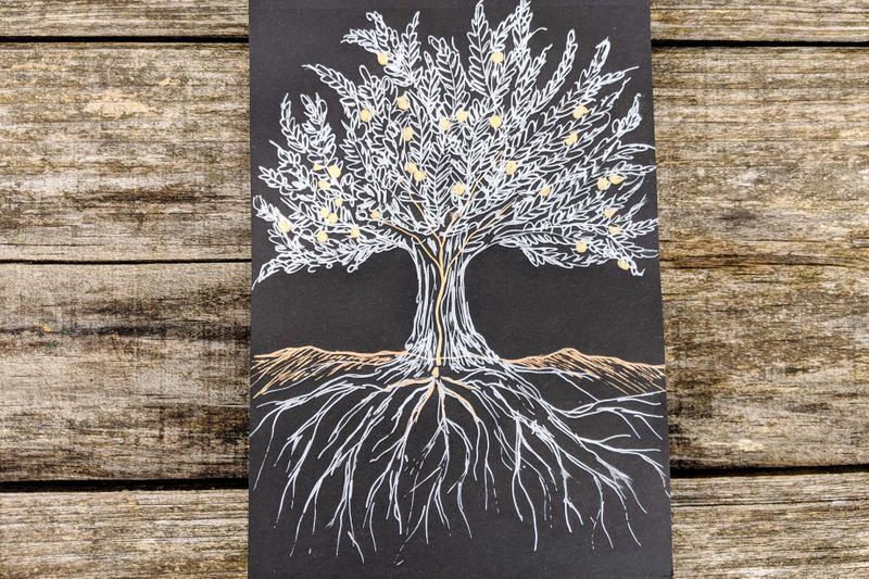 Silver and Gold Tree on black