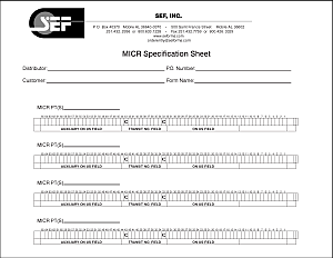 MICR Specification Sheet