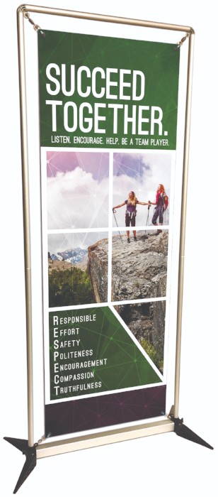 Succeed Together custom banner, banner stand, school banners, easy to setup banner stand