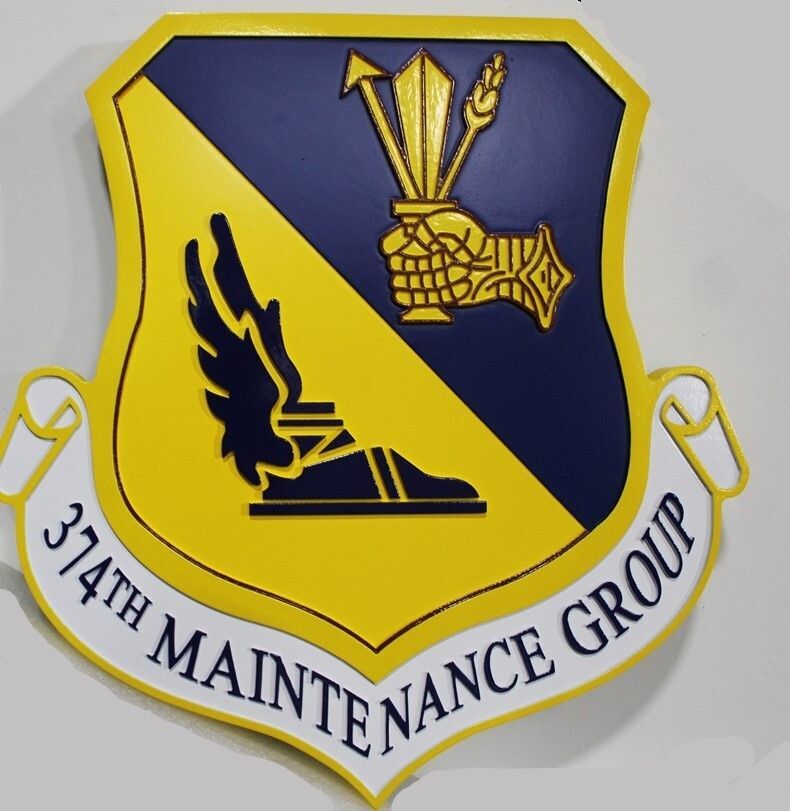 LP-7114 - Carved 2.5-D Plaque of theCrest of the 374th Maintenance Group  