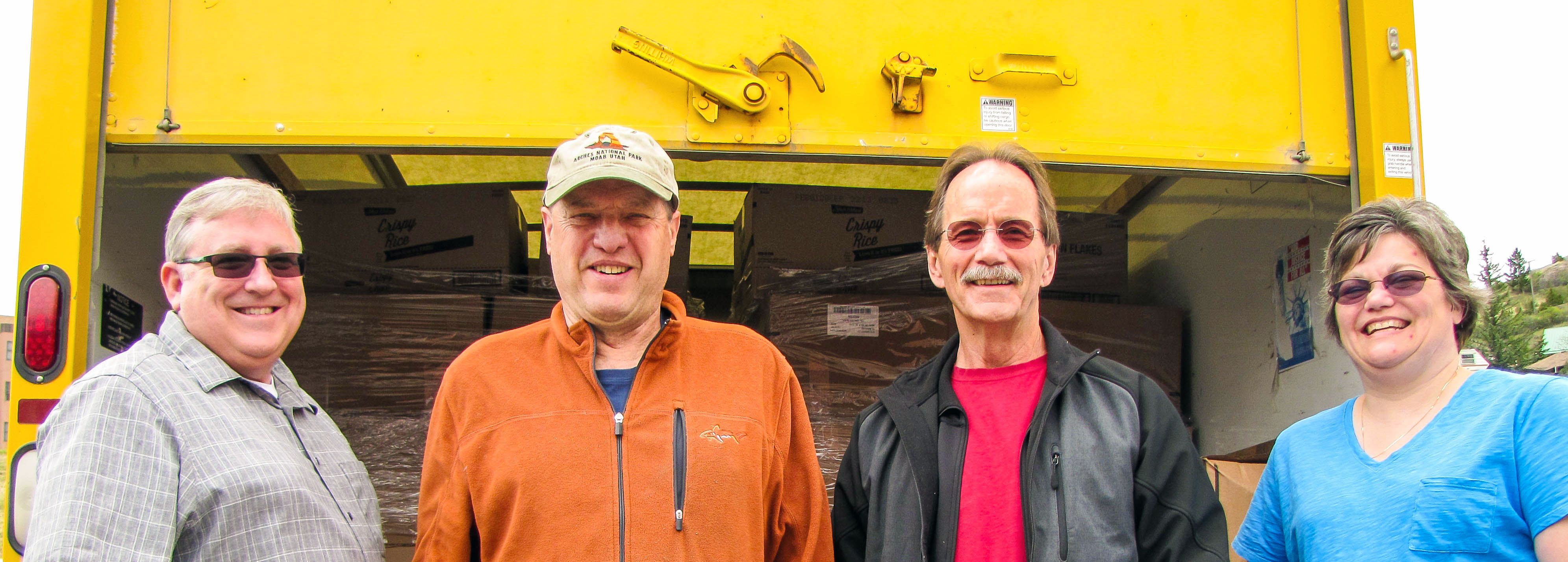 Pictured: Larry and Walter distributing senior commodities in Boulder, Montana. 