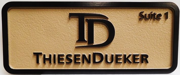 SA28821 - Carved HDU Sign for  ThiesenDueker Company,   2.5-D raised Relief Artist-Painted