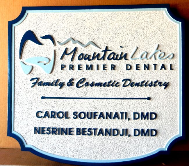 BA11587- Carved HDU Sign for Family and Cosmetic Dentistry with Carved Insignia of Tooth