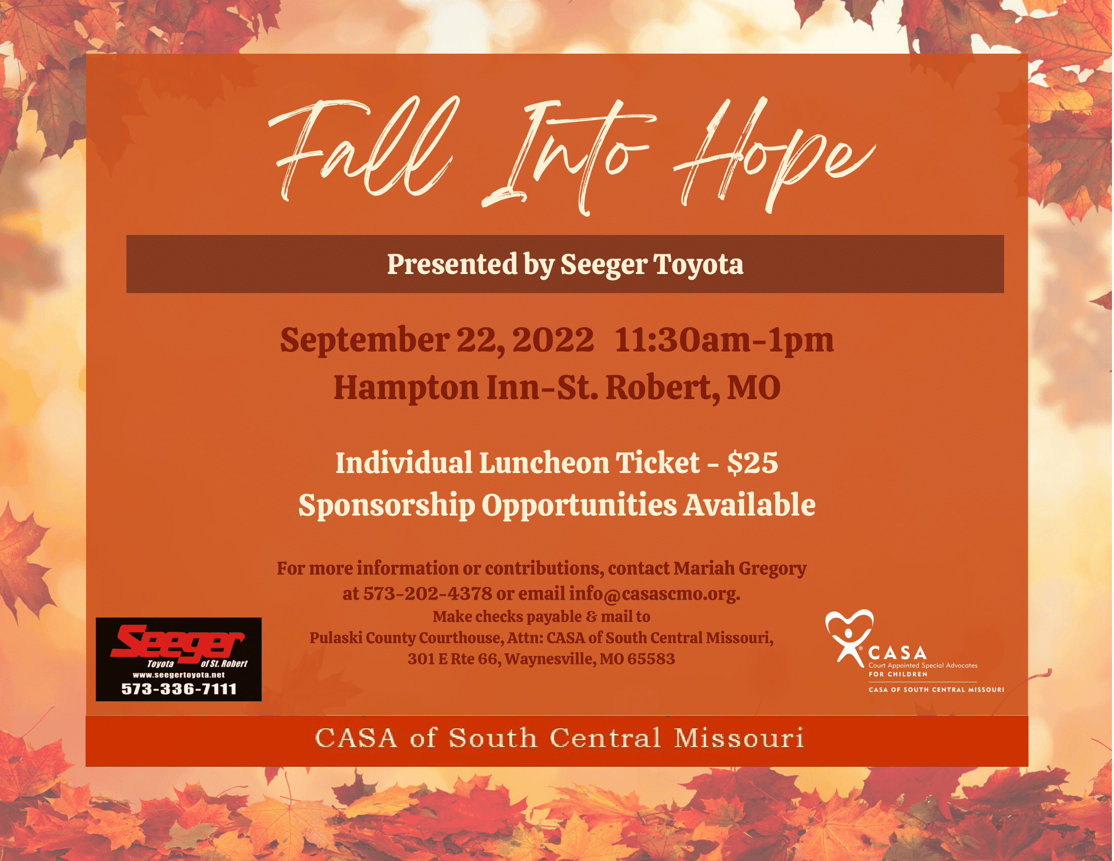 Fall Into Hope Luncheon Flyer - Orange