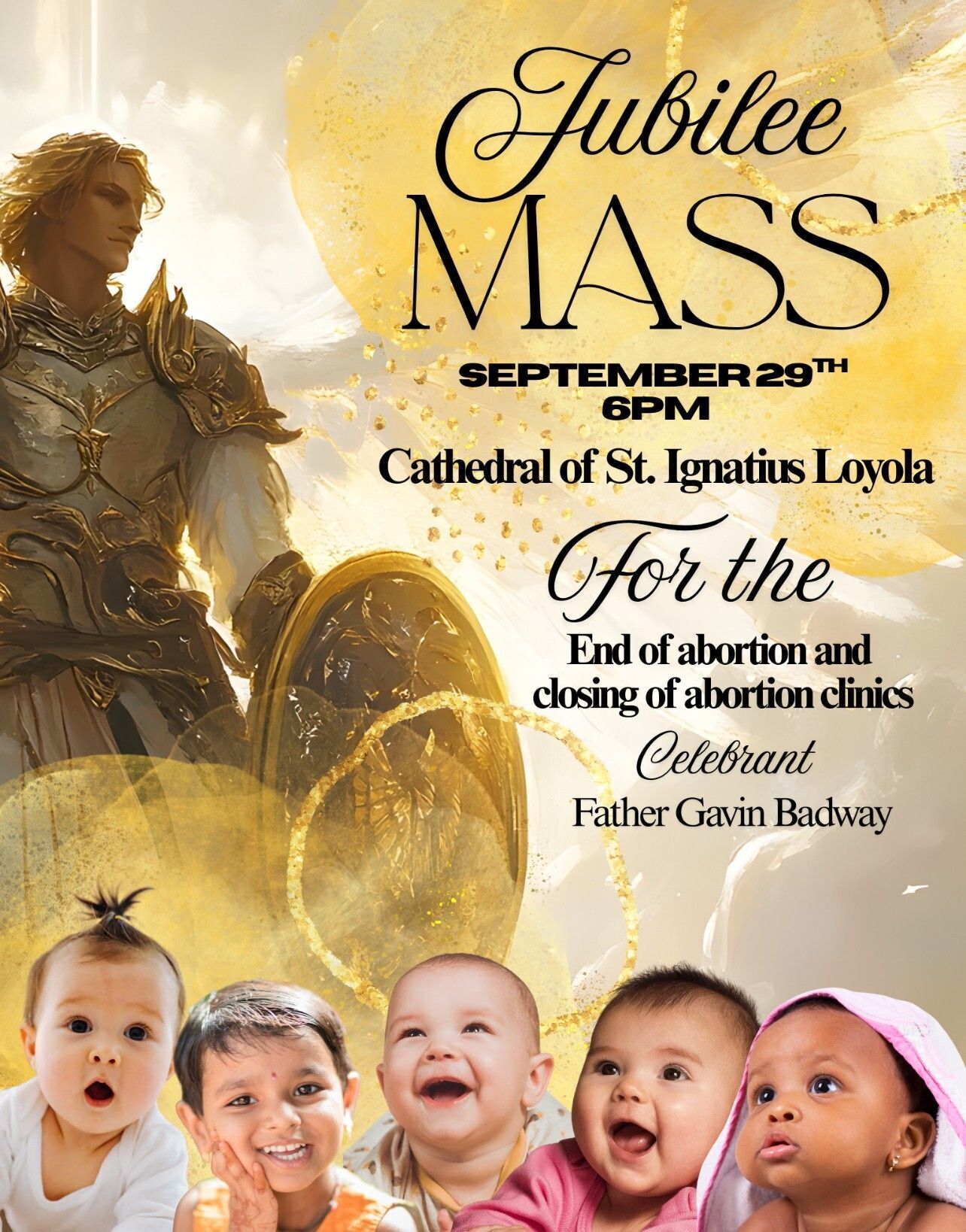 Flyer for the Jubilee Mass for the End of Abortion and Closing of the abortion clinics on September 29th 6PM
