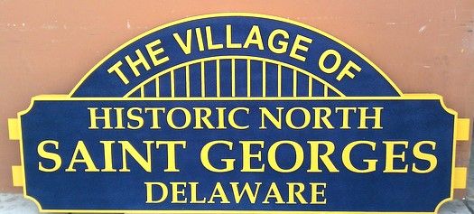 F15030 - Carved Wood  Welcome Entrance Sign for St.Georges Village