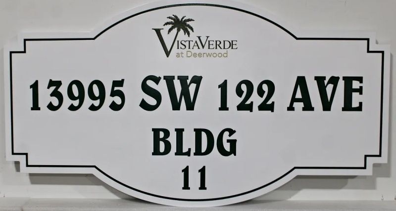 KA20861 - Carved HDU Address Sign for "Vista Verde at Deerwood"